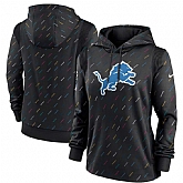 Women's Detroit Lions Nike Anthracite 2021 NFL Crucial Catch Therma Pullover Hoodie